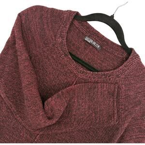 Cotton : On Burgundy Black Exposed Seam Hi Low Raglan Long Sleeve Sweater M